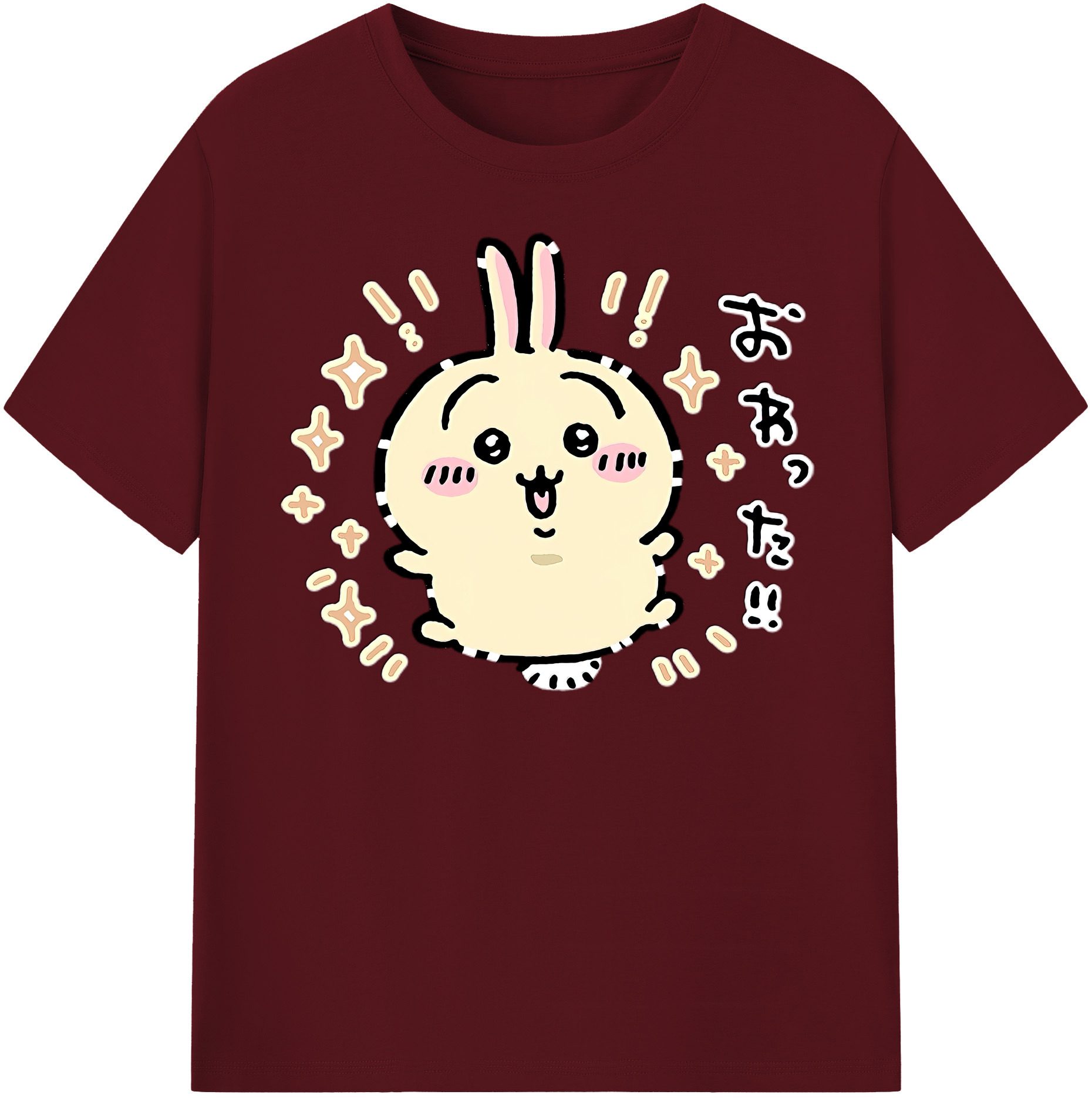 （画像用） ちいかわ うさぎ Chii-kawa usagi 綿100％半袖Tシャツ（フロントプリント）